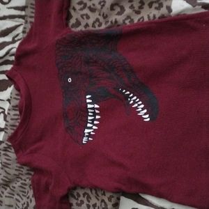 Dinosaur head Burgundy/Maroon NOT red  thermal type soft top very cool shirt